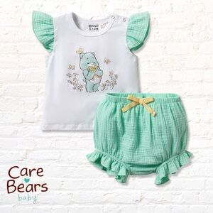 Care Bears Wish Bear White and Aqua Bloomer Set t 9-12 months